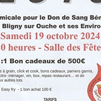 Loto de l'Amicale pour le don du sang bénévole de Bligny sur Ouche - BLIGNY-SUR-OUCHE