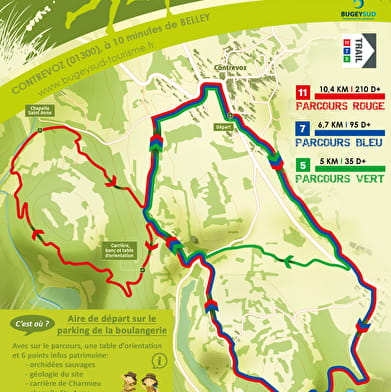 Parcours trail de Contrevoz : circuit rouge 11 km