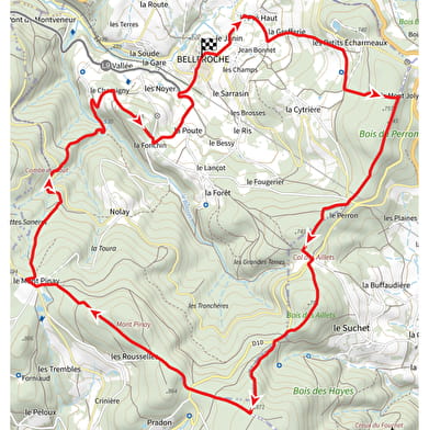 Itinéraire VTT : circuit 21 rouge, base Belmont-de-la-Loire