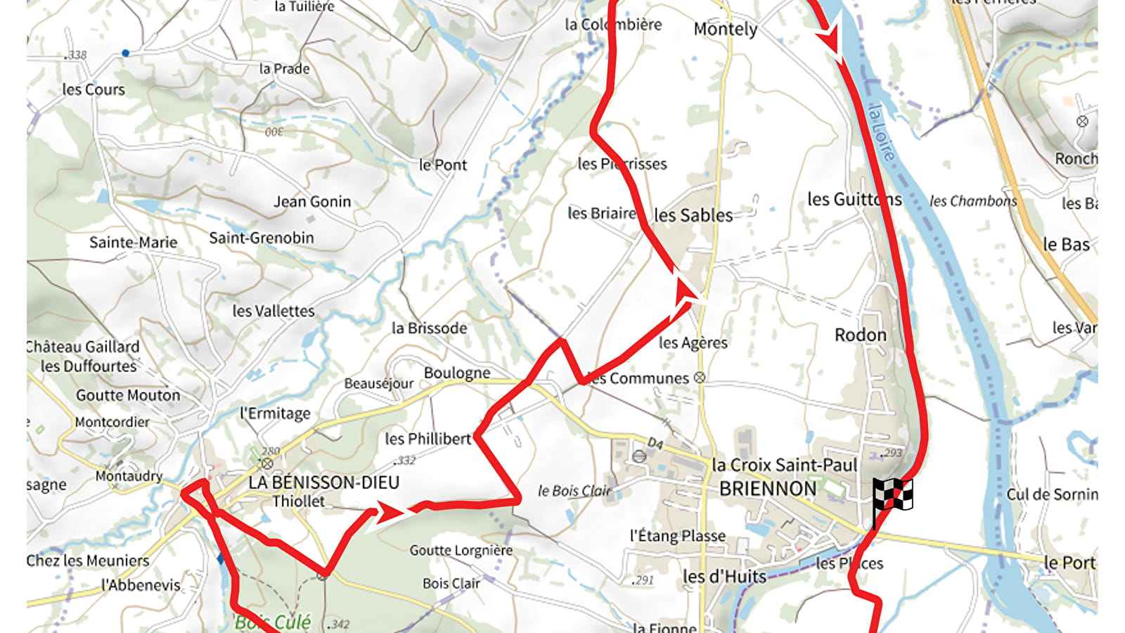 Itinéraire VTT : circuit 4 rouge, base Briennon