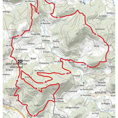 Itinéraire VTT : circuit 23 rouge, base Belmont-de-la-Loire